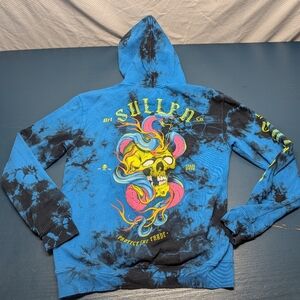 Sullen art hoodie medium skull snake blue black smokey cloudy appearance (p1)